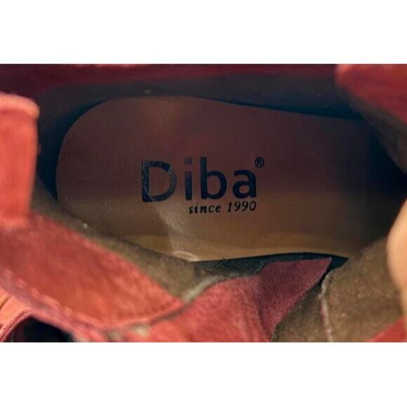 Diba Blake Suede Bootie Women’s 7 Burgundy Leather Upper Wedge Heel Ankle Boots - Picture 10 of 13